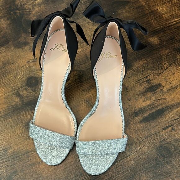 J. Crew d'Orsay sandals in silk  and glitter Size 9.5 New No Box - Picture 5 of 9
